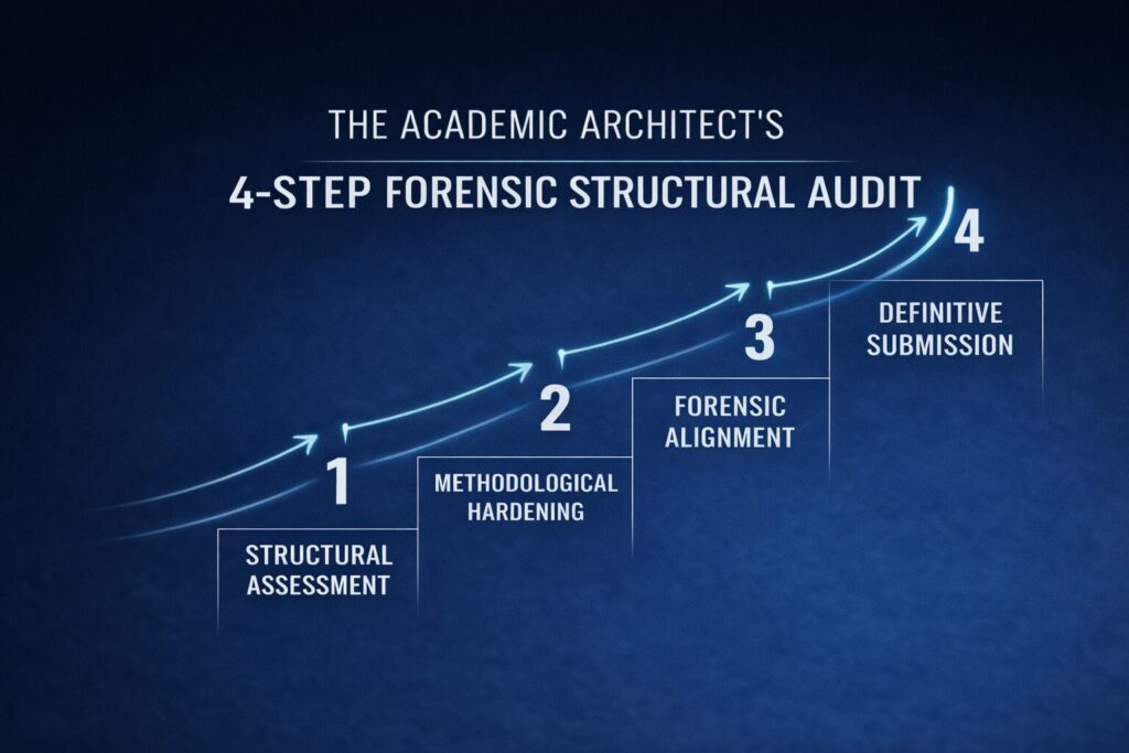 An image showing the proprietary 4-Step Structural Audit Methodology of The Academic Architect