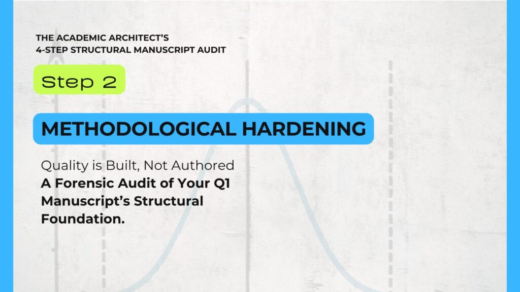 A Bell Curve - which represents precision, reliability, and centering the data shows the step 2 or Methodological Hardening of the Academic Architect