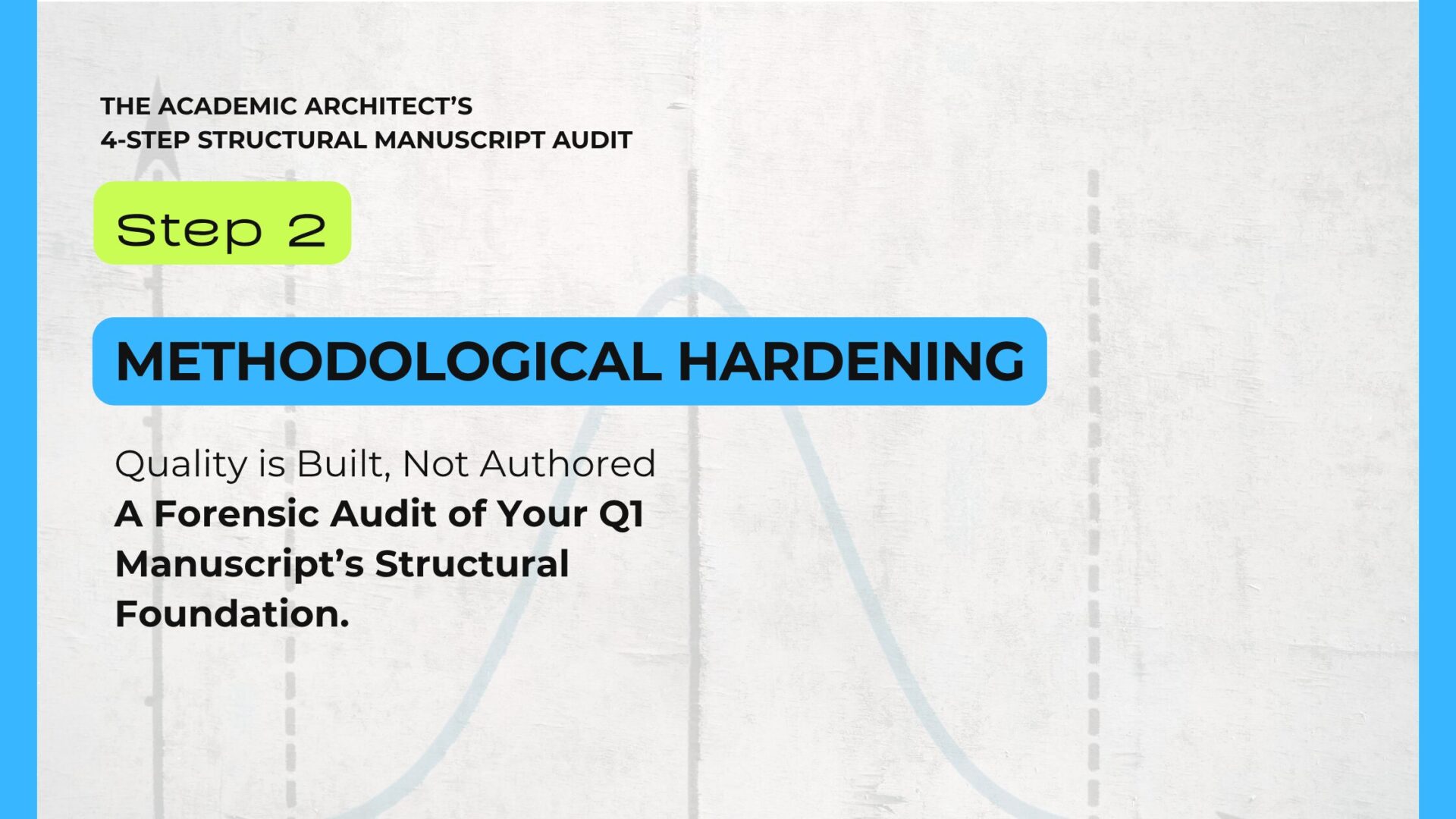 A Bell Curve - which represents precision, reliability, and centering the data shows the step 2 or Methodological Hardening of the Academic Architect